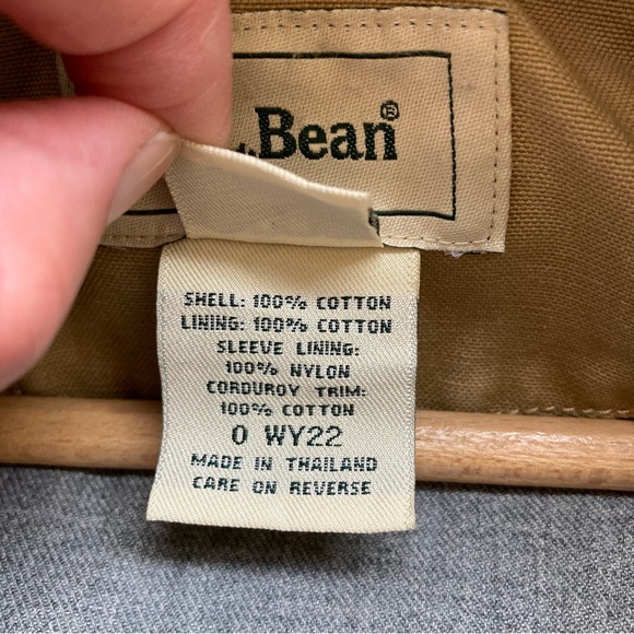 L.L. Bean VTG Women’s Lined Chore Barn Tan Khaki Jacket w Corduroy Trim, Sz L - Picture 12 of 14